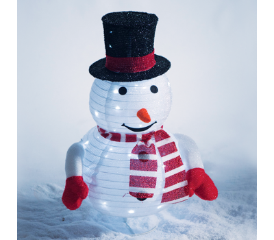 LED коледна декорация ACA LIGHTING X07402166 LED STEADY 2.4W 12000K 3 x AA 3D METAL & TINSEL FABRIC SNOWMAN IP44