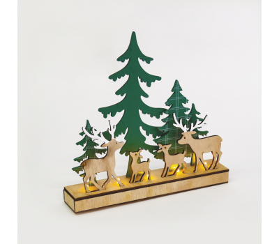 LED коледна декорация ACA LIGHTING X0751128 LED GREEN PLYWOOD CHRISTMAS SCENERY 0,30W 3000K 2 x AAA