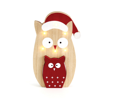 LED коледна декорация ACA LIGHTING X0761157 LED WOODEN OWLS 0,36W 3000K 2 x AAA