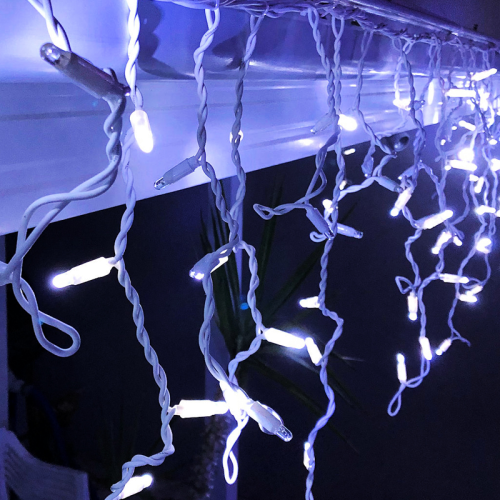 LED светещ гирлянд с висулки ACA LIGHTING X081442414 10,2W 12000K 3000mm LED STRING ICICLE STEADY LIGHT WITH WHITE RUBBER CABLE IP65