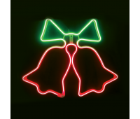 LED коледна декорация ACA LIGHTING X0830034112 18W RED, GREEN COLOUR NEON LED STEADY PLASTIC DOUBLE BELL IP44