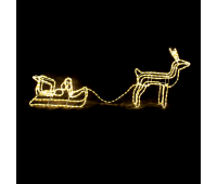 LED коледна декорация ACA LIGHTING X083121214N 53.3W 2700K LED STEADY 3D METAL REINDEER PULL SLEIGH ROPE LIGHT IP65