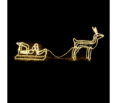 ACA LIGHTING X083121214N 53.3W 2700K LED STEADY 3D METAL REINDEER PULL SLEIGH ROPE LIGHT IP65