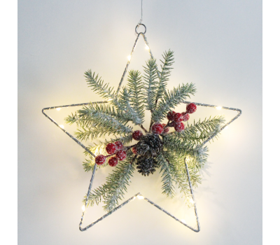 ACA LIGHTING X09151104 LED SILVER METAL STAR & MISTLETOE 0,68W 3000K 3 x AA