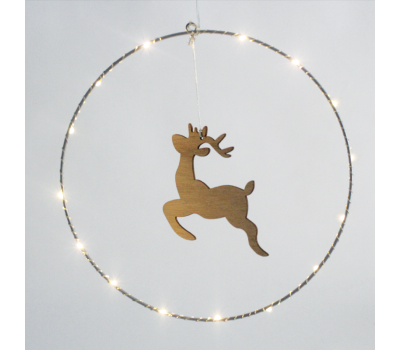 ACA LIGHTING X09201103 LED SILVER METAL ROUND & WOOD REINDEER 0,90W 3000K 3 x AA