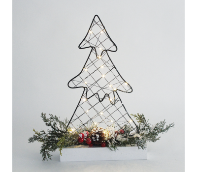 LED коледна декорация ACA LIGHTING X09301101 LED BLACK METAL XMAS TREE 1.35W 3000K 3 x AA