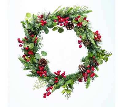 Коледна декорация ACA LIGHTING X094816 CHRISTMAS WREATH BERRIES & PINES