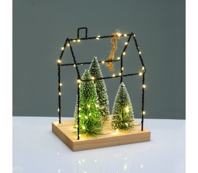 ACA LIGHTING X09551111 LED METAL HOUSE WITH TREES 0,54W 3000K 2 x AAA
