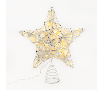 LED коледна декорация ACA LIGHTING X11201125 LED WHITE & SILVER CONVEX STAR 0.6W 3000K 3 x AA