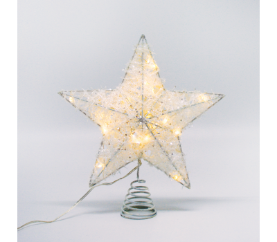 LED коледна декорация ACA LIGHTING X11201126 LED WHITE GLITTER THREAD CONVEX STAR 0.6W 3000K 3 x AA
