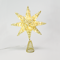 LED коледна декорация ACA LIGHTING X112011271 LED GOLD TINSEL THREAD STAR 0.6W 3000K 3 x AA