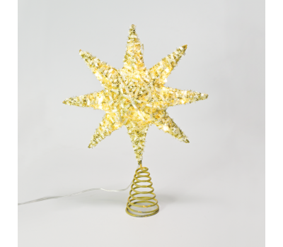 ACA LIGHTING X112011271 LED GOLD TINSEL THREAD STAR 0.6W 3000K 3 x AA
