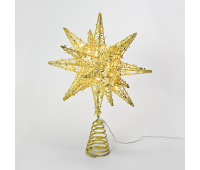 LED коледна декорация ACA LIGHTING X112011272 LED GOLD TINSEL THREAD STAR 2 0.6W 3000K 3 x AA