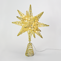 LED коледна декорация ACA LIGHTING X112011272 LED GOLD TINSEL THREAD STAR 2 0.6W 3000K 3 x AA