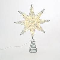 LED коледна декорация ACA LIGHTING X112011281 LED SILVER TINSEL THREAD STAR 0.6W 3000K 3 x AA