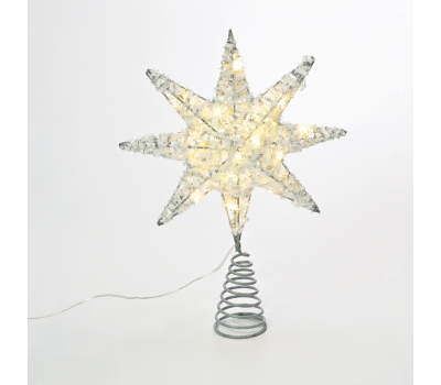 ACA LIGHTING X112011281 LED SILVER TINSEL THREAD STAR 0.6W 3000K 3 x AA