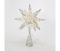 LED коледна декорация ACA LIGHTING X112011282 LED SILVER TINSEL THREAD STAR 2 0.6W 3000K 3 x AA