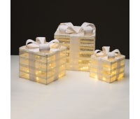 LED коледна декорация ACA LIGHTING X11751115 LED 3 WHITE GIFT BOX, BURLAP BOW 2,25W 3000K LED 3 x 3 AA 