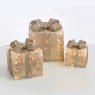 LED коледна декорация ACA LIGHTING X11901114 LED 3 CHAMPAGNE GIFT BOX, GOLD GLITTER BOW 2,7W 3000K LED 3 x 3 AA 