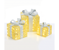 LED коледна декорация ACA LIGHTING X1190115 LED 3 SILK GOLD & SILVER GIFT BOXES 4,05W 3000K LED 3 x 3 AA 