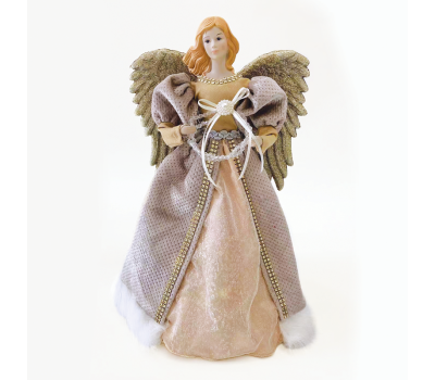 ACA LIGHTING X124005 FABRIC ANGEL WITH ROSE GOLD DRESS