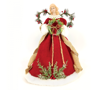ACA LIGHTING X124006 FABRIC ANGEL WITH RED DRESS
