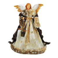 ACA LIGHTING X124007 FABRIC ANGEL WITH BROWN DRESS