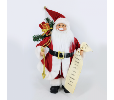 ACA LIGHTING X124503 FABRIC SANTA CLAUS WITH GIFT LIST 45cm