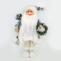 ACA LIGHTING X124504 FABRIC SANTA CLAUS WITH WREATH 45cm