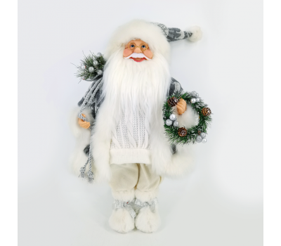 Коледна декорация ACA LIGHTING X124504 FABRIC SANTA CLAUS WITH WREATH 45cm