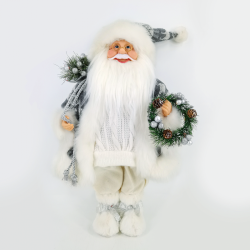 Коледна декорация ACA LIGHTING X124504 FABRIC SANTA CLAUS WITH WREATH 45cm