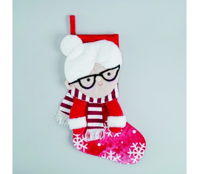 Коледна декорация ACA LIGHTING X124813 RED XMAS STOCKING GRANDMOTHER