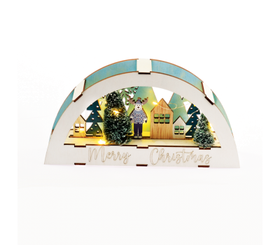 LED коледна декорация ACA LIGHTING X13101105 LED PLYWOOD ROUNDED CHRISTMAS SCENERY 0,2W 3000K 2 x AAA 3V
