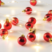 ACA LIGHTING X13201101 0.2W 3000K 1900mm 2 x AA XMAS GARLAND RED BALLS STRING LIGHT WITH COPPER WIRE
