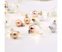 LED светещ гирлянд ACA LIGHTING X13201102 0.2W 3000K 1900mm 2 x AA WHITE & ROSE GOLD BALLS & STARS STRING LIGHT WITH COPPER WIRE