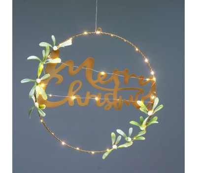 LED коледна декорация ACA LIGHTING X13401125 LED GOLD METAL ROUND MEERY XMAS 0,06W 3000K 2 x AA