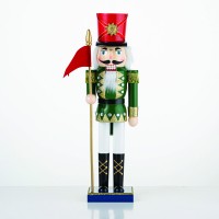 Коледна декорация ACA LIGHTING X143804 NUTCRACKER SOLDIER WITH RED FLAG