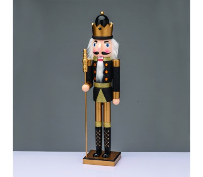 Коледна декорация ACA LIGHTING X1510619 WOODEN BLACK NUTCRACKER KING WITH SCEPTER 106cm