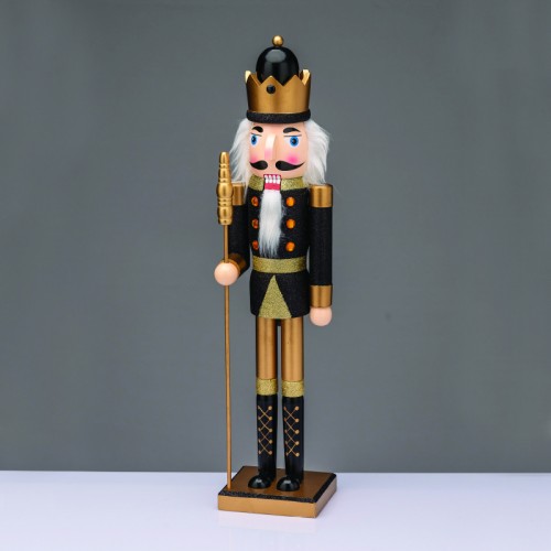 Коледна декорация ACA LIGHTING X1510619 WOODEN BLACK NUTCRACKER KING WITH SCEPTER 106cm