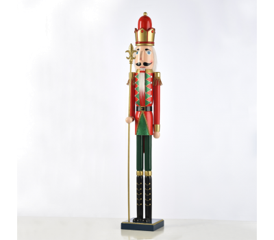 ACA LIGHTING X1510621 WOODEN RED NUTCRACKER KING WITH SCEPTER