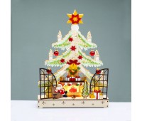 LED коледна декорация ACA LIGHTING X15161105 LED WOODEN CHRISTMAS TREE WITH FIREPLACE 0,96W 3000K 2 x AA 