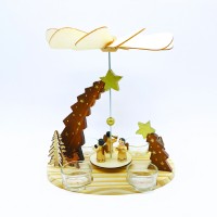 Коледна декорация ACA LIGHTING X152203 WOODEN TEALIGHT PYRAMID ANGELS