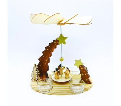 Коледна декорация ACA LIGHTING X152203 WOODEN TEALIGHT PYRAMID ANGELS