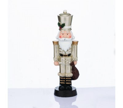 Коледна декорация ACA LIGHTING X1523108 NUTCRACKER RESIN SOLDIER WITH MISTLETOE CHAMPAGNE 23cm