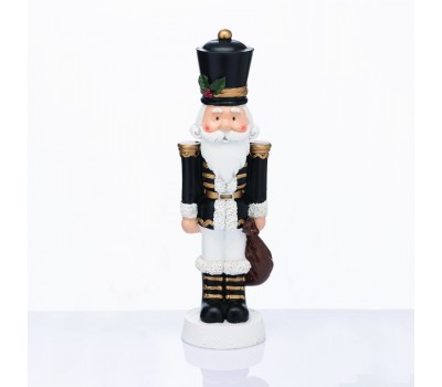 ACA LIGHTING X1523308 NUTCRACKER RESIN SOLDIER WITH MISTLETOE BLACK 23cm