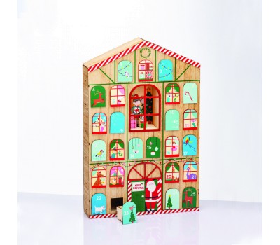 ACA LIGHTING X156006 WOODEN HOUSE CALENDAR WITH DRAWERS