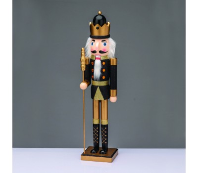 ACA LIGHTING X156019 WOODEN BLACK NUTCRACKER KING WITH SCEPTER 60cm