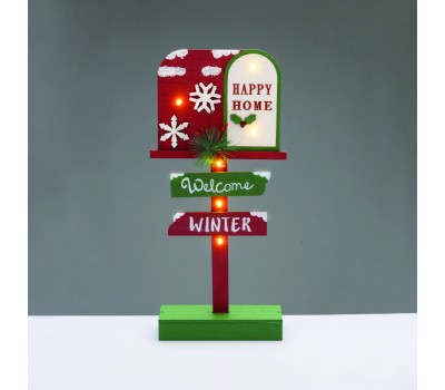 LED коледна декорация ACA LIGHTING X156105 LED WOODEN CHRISTMAS WISHES SIGNPOST 0,36W 3000K 2 x AAA