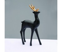 ACA LIGHTING X1573616 DECORATIVE RESIN BLACK PROUD DEER GOLD HORNS 31cm