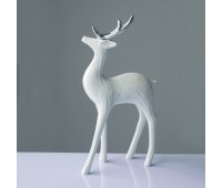 ACA LIGHTING X1574716 DECORATIVE RESIN WHITE PROUD DEER SILVER HORNS 31cm